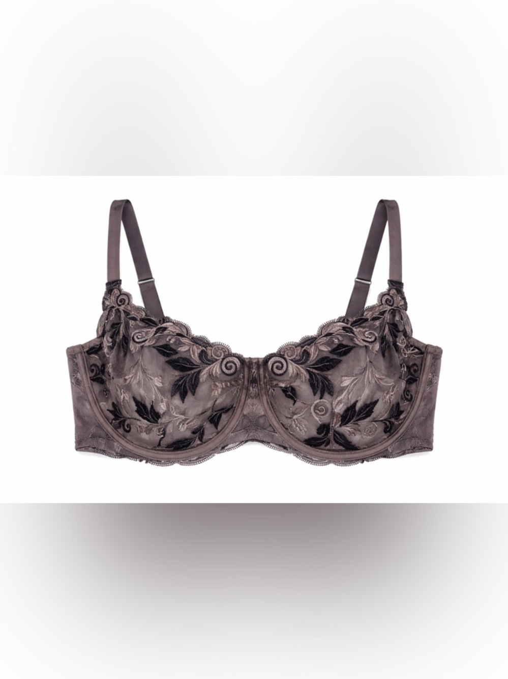 Adore Me 40DD Nude Sheer Mesh Lace Underwire Bra Strappy EUC‎